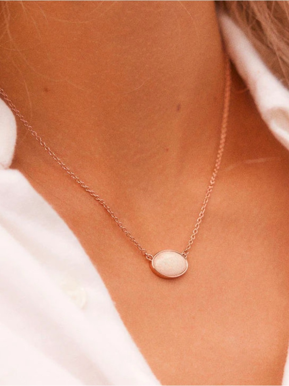 Pura Vida Rose Gold Chain Necklace with Cream Opalescent Pendant